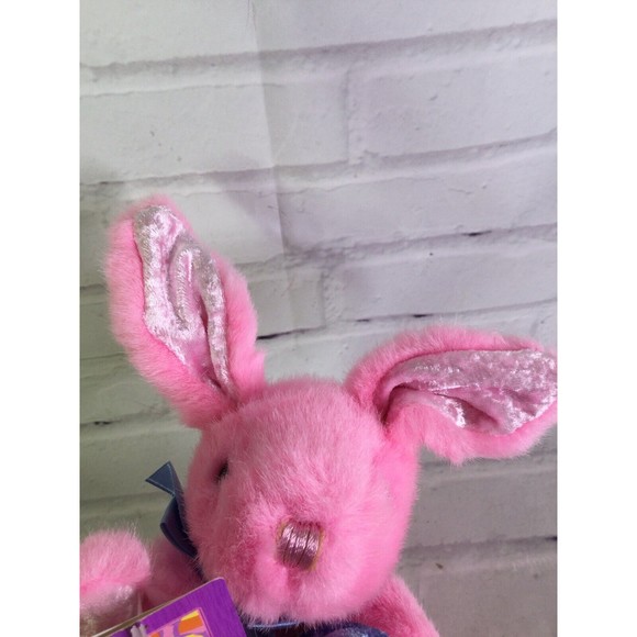 Main Joy Limited Pink Bunny Rabbit Plush Stuffed Animal Small Velvet Ears Feet - Picture 4 of 9